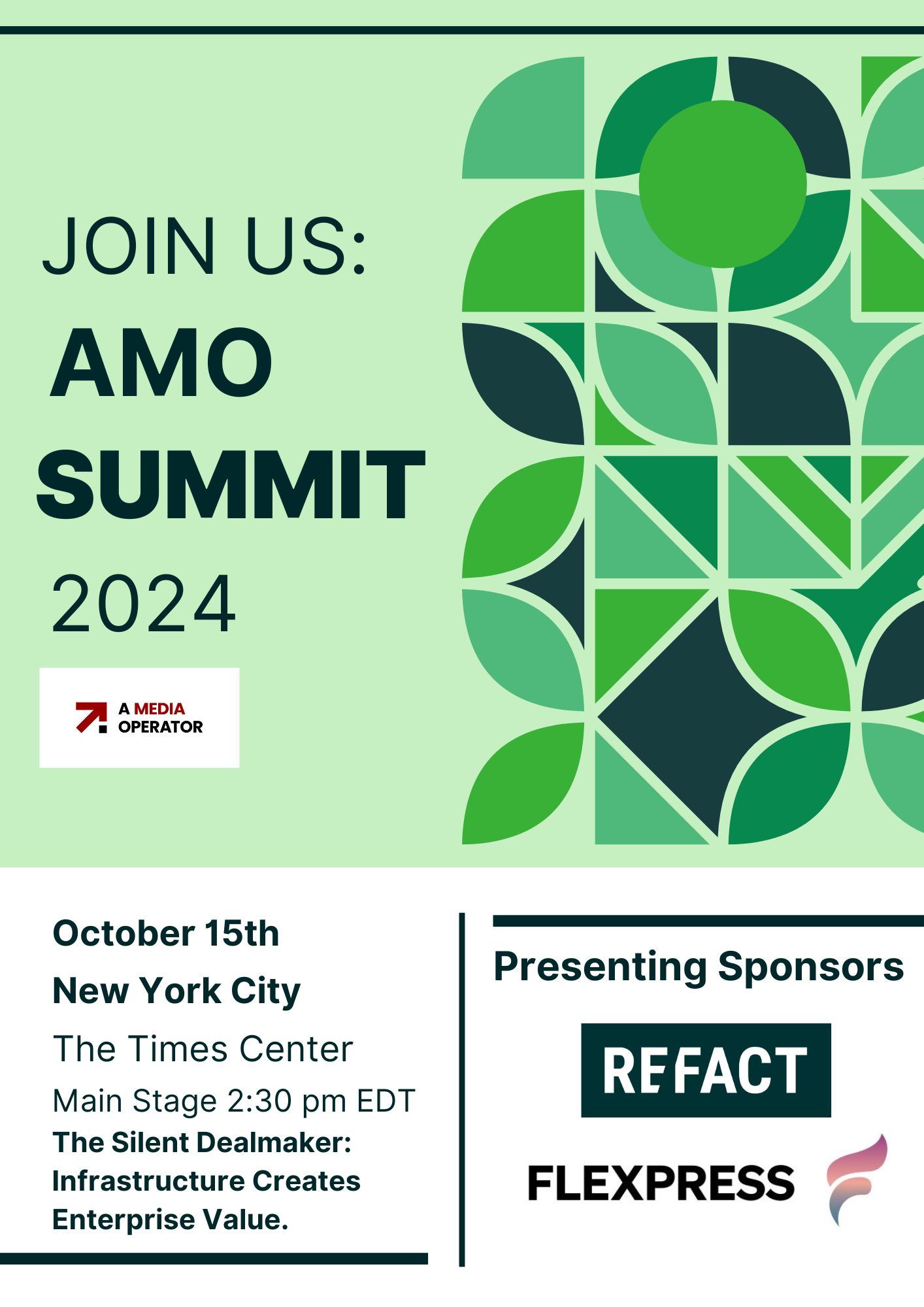 JOIN US: AMO summit 2024 (A Media Operator) Presenting Sponsors: Refact, Flexpress