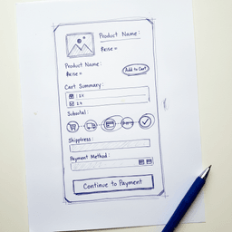 Mobile checkout wireframe used to plan ecommerce development conversion flow