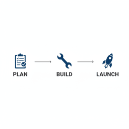 Plan build launch diagram for website migration project