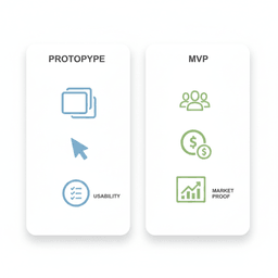 Prototype tests usability while MVP tests if users will pay