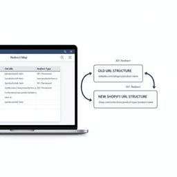 Redirect map spreadsheet used to protect rankings during a Shopify migration