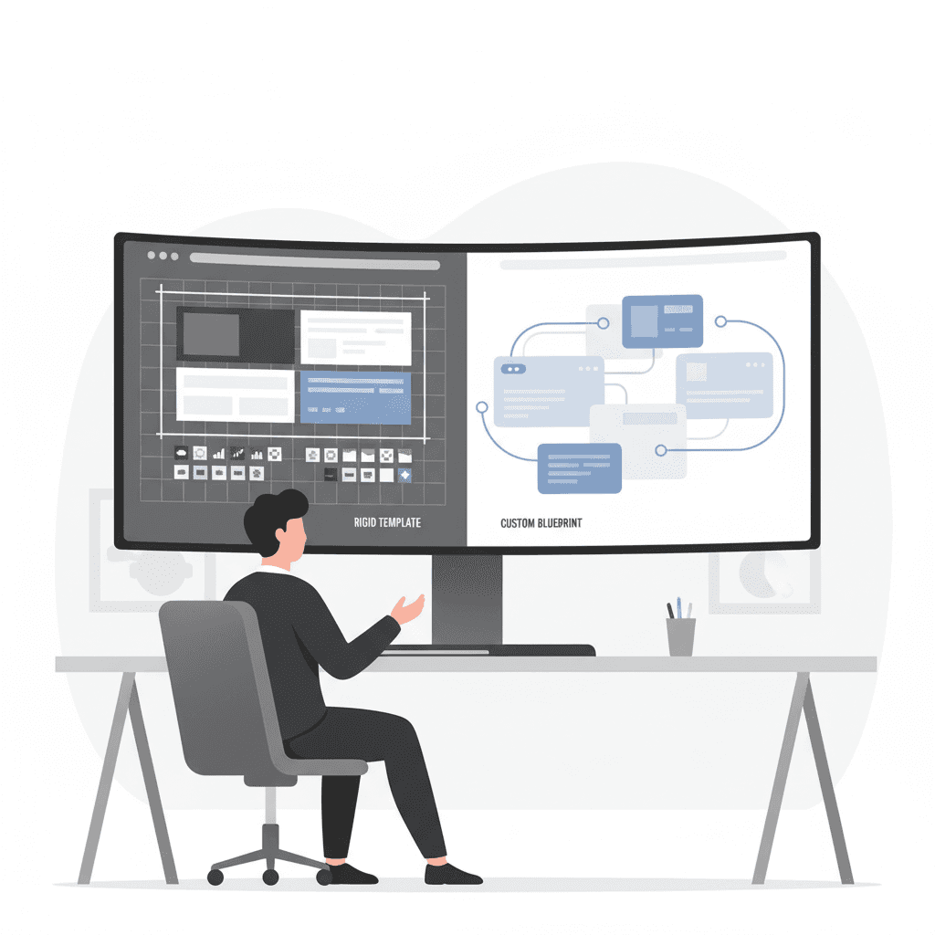 Custom website development choice between template limits and scalable custom build