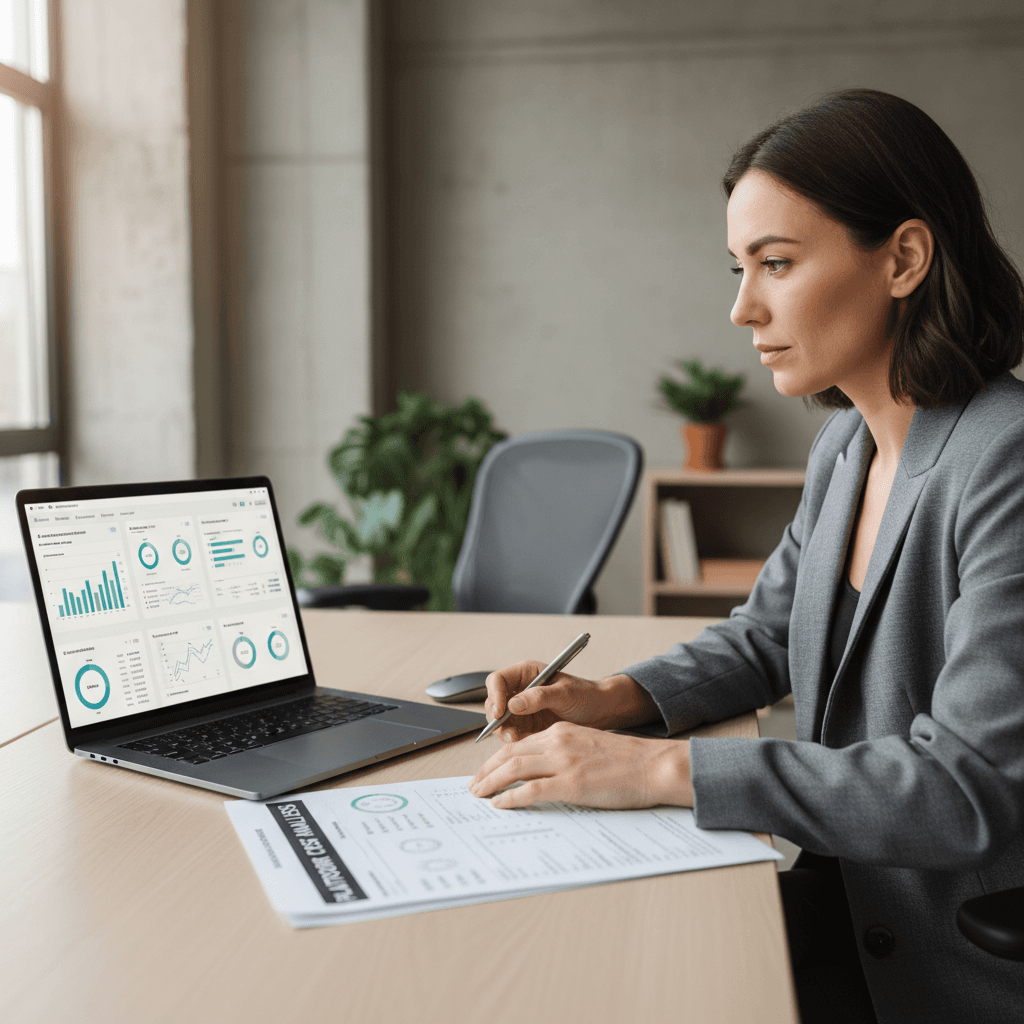 Founder reviewing ecommerce migration services plan and platform costs on laptop