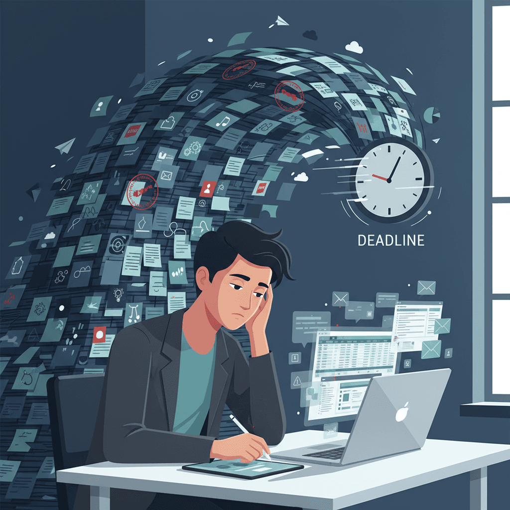 Founder overwhelmed by business process automation busywork, approvals, spreadsheets, and email.