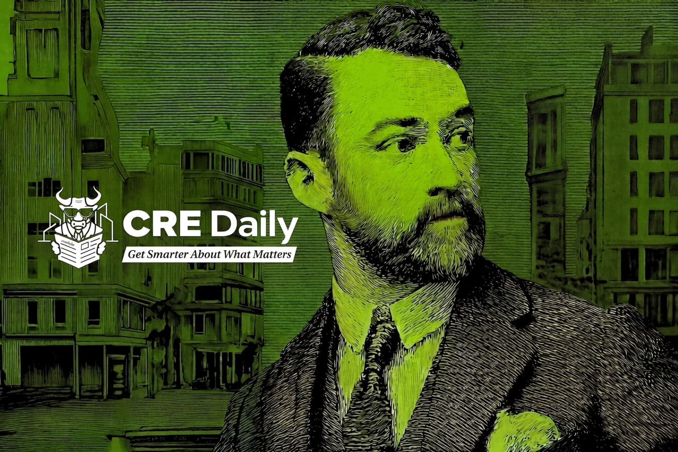 CRE Daily case study cover image in Victorian engraving style with green tones