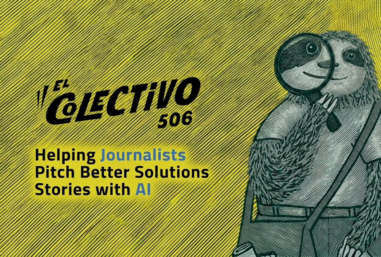 El Colectivo 506 - Helping journalists pitch better solutions stories with AI case study cover in Victorian engraving illustration style