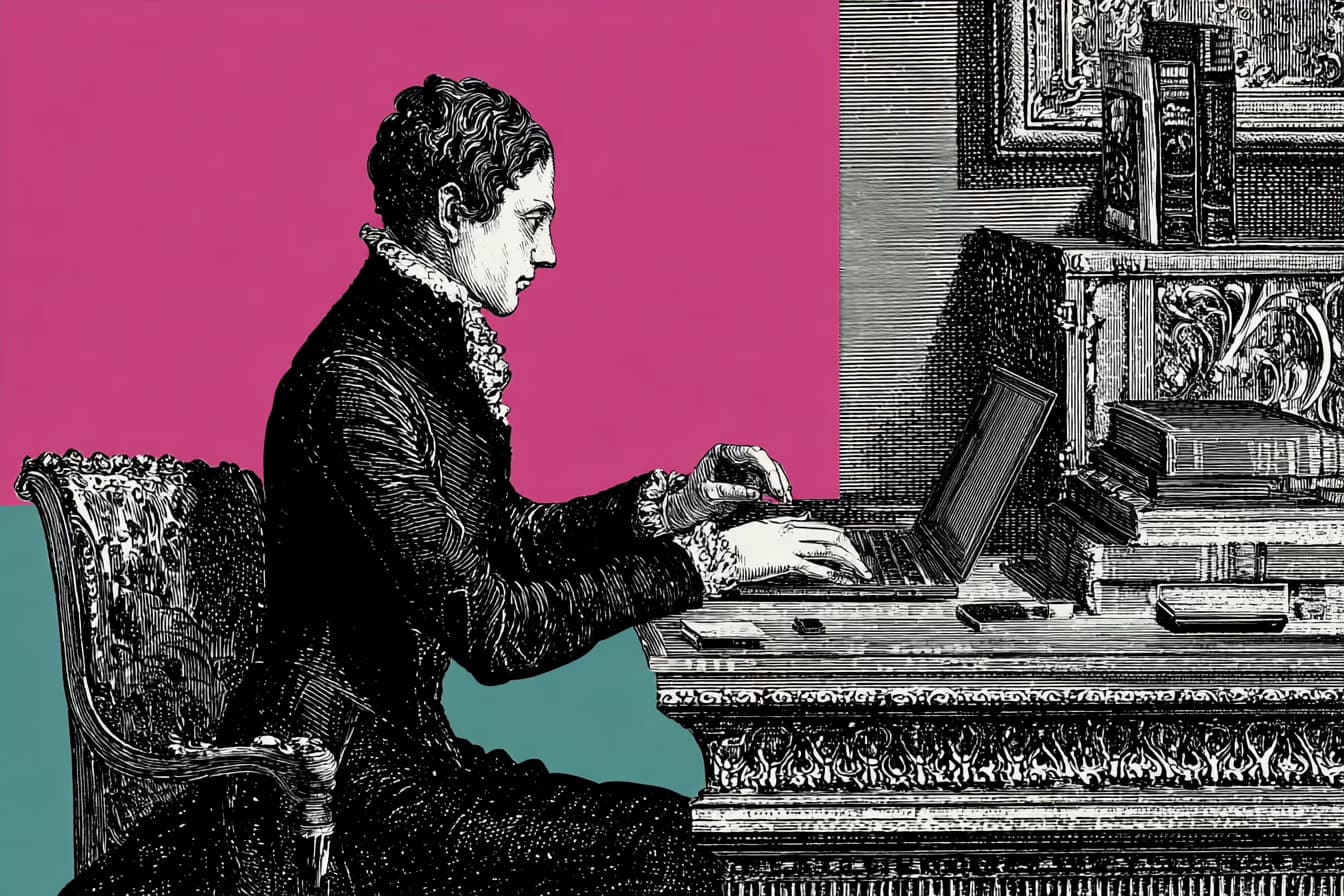 Email automation benefits shown as a creator setting up newsletter workflows on a laptop