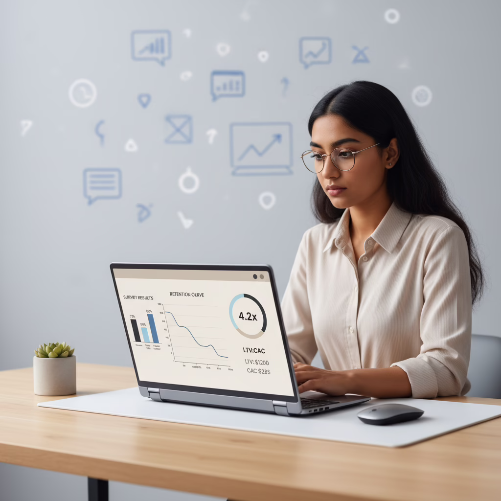 Founder learning how to measure product market fit using a simple dashboard