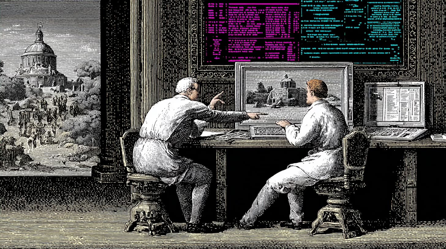 Team reviewing a Strapi content model and frontend layout in a workspace