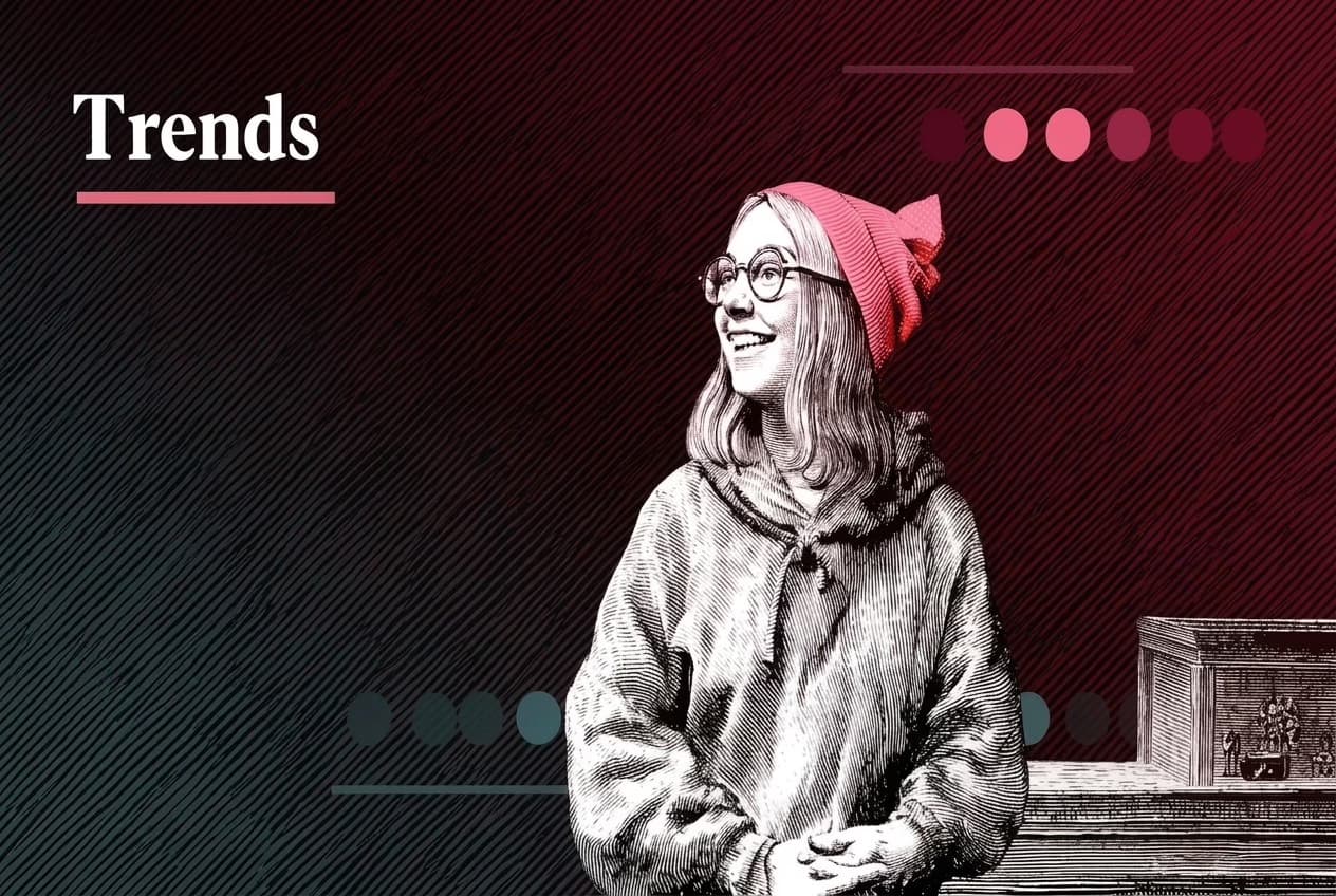 Trends by The Hustle - Premium newsletter case study cover image in Victorian engraving illustration style