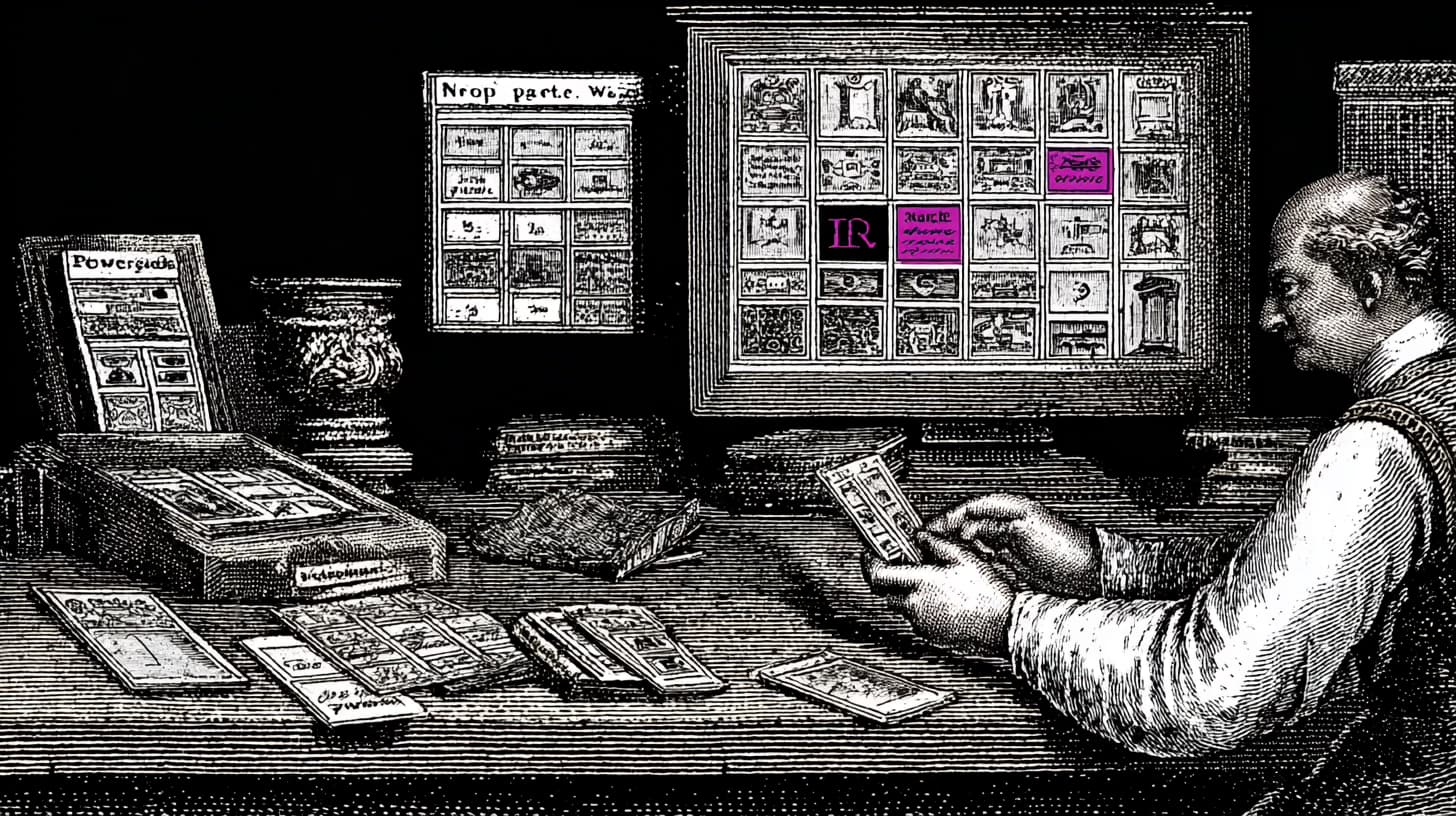 Designer arranging mobile app interface screens on a monitor with a phone mockup on the desk