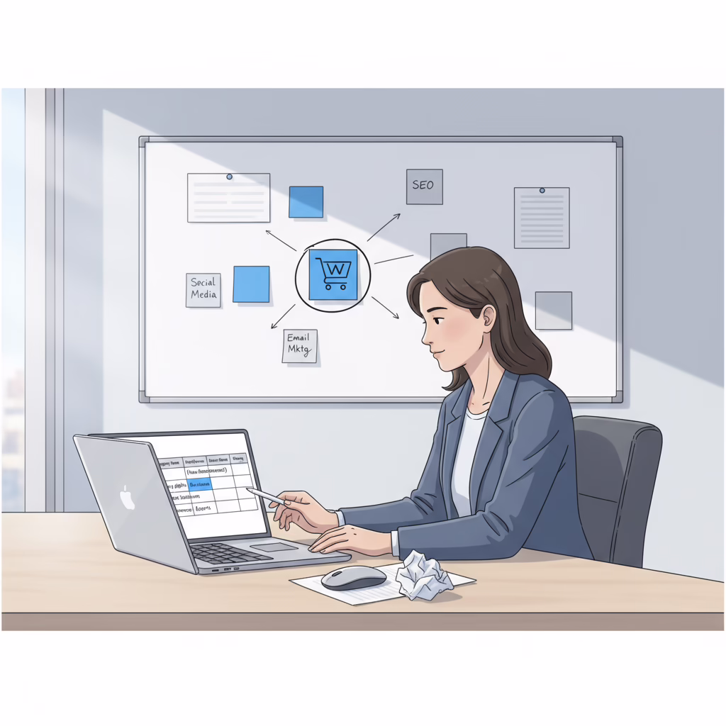 Founder comparing WooCommerce development companies on a shortlist scorecard for 2026.
