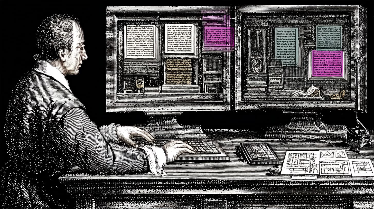 Developer reviewing a custom WordPress page layout and live site preview on dual monitors