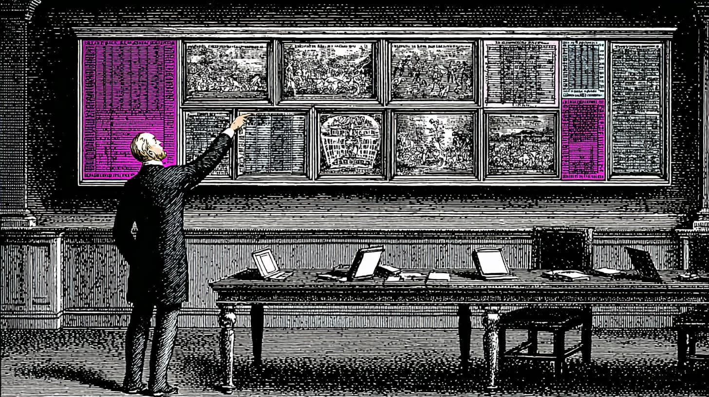 Product manager reviewing a custom web portal dashboard on a large screen