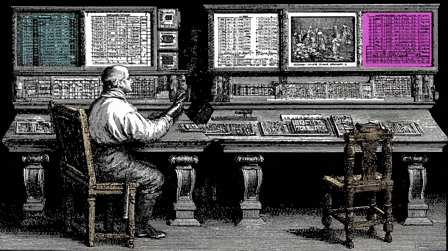 Data migration specialist mapping records between two platforms on dual monitors