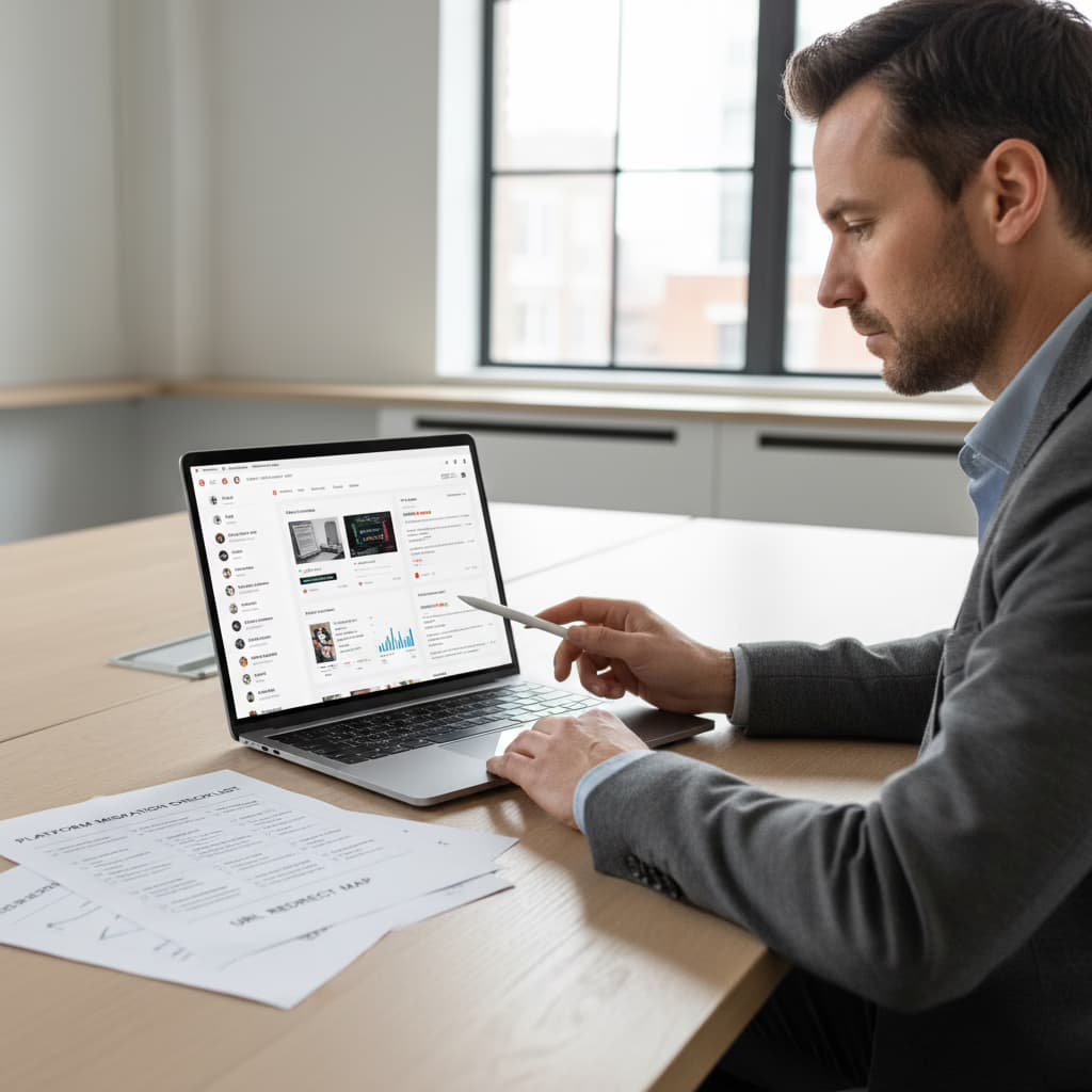 Import Shopify to WooCommerce plan on a founder’s desk with checklist