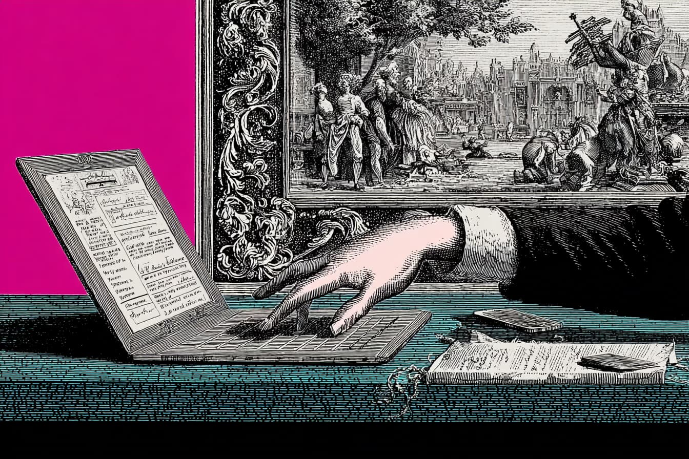 Subscriber onboarding journey shown as an email sequence and checklist on laptop