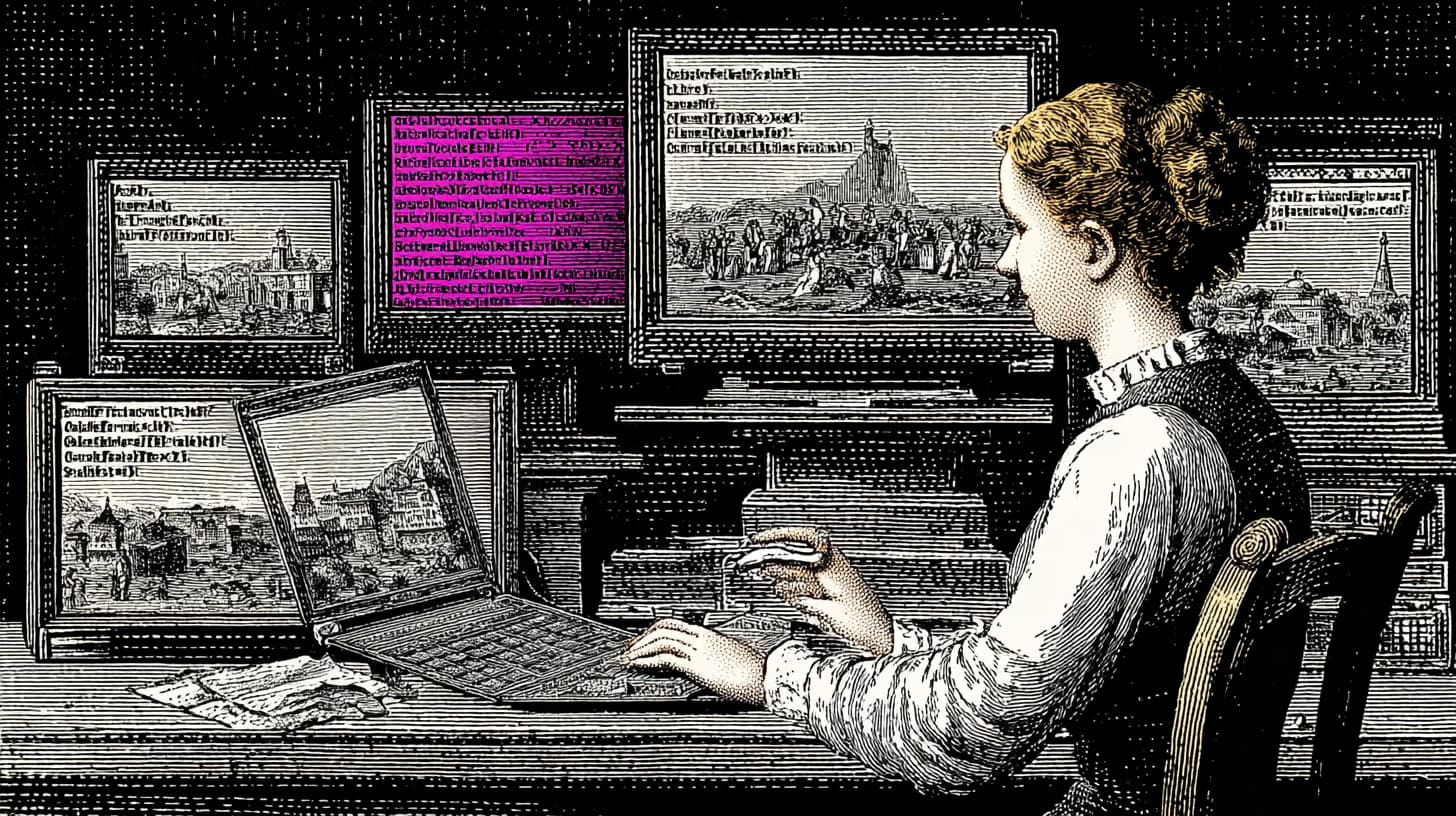 Developer reviewing TypeScript interfaces and React component code across two screens