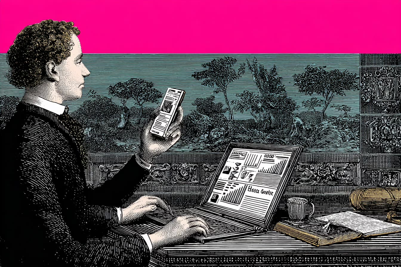 Publisher reviewing WhatsApp newsletter monetization performance on phone and laptop