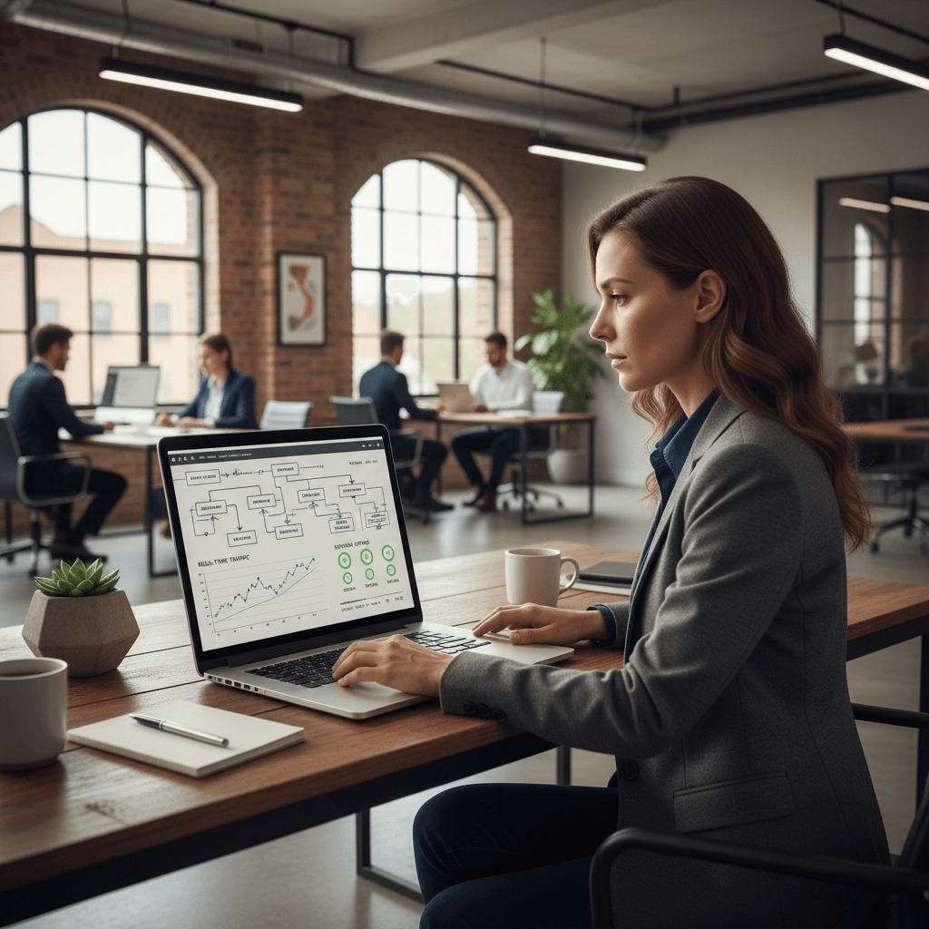 Founder planning a high traffic site scaling and performance roadmap on laptop