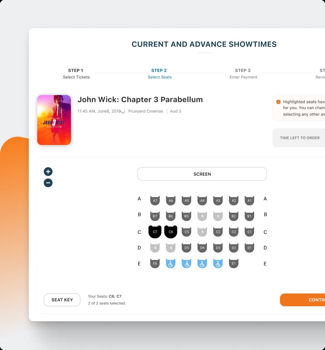 CinemaAssist - selecting seats